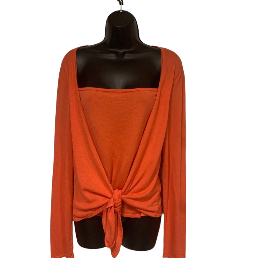 Tie front sweater with attached matching cami